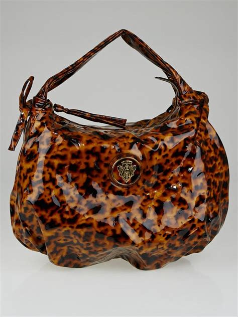 Tortoise Shell Patent Leather Hysteria Medium Hobo Bag